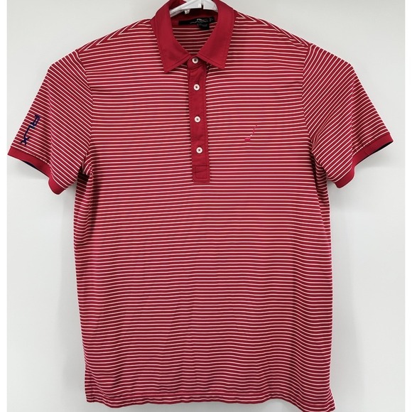 Ralph Lauren RLX Shirt Sleeve Golf Polo Red Striped Men's Size Large - Picture 1 of 5